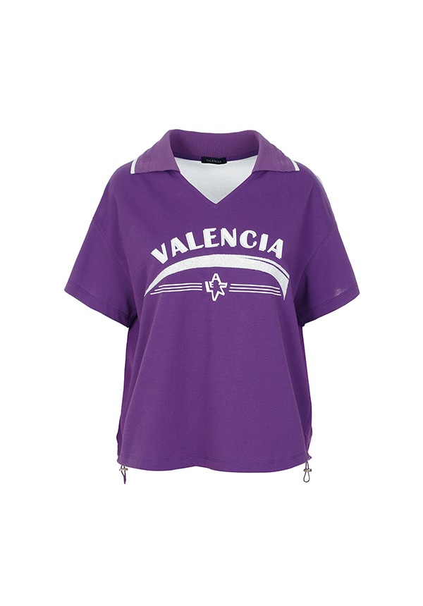 발렌시아(VALENCIA) - 발렌시아스토어	- 밑단 스트링 반카라 티셔츠 236MC36